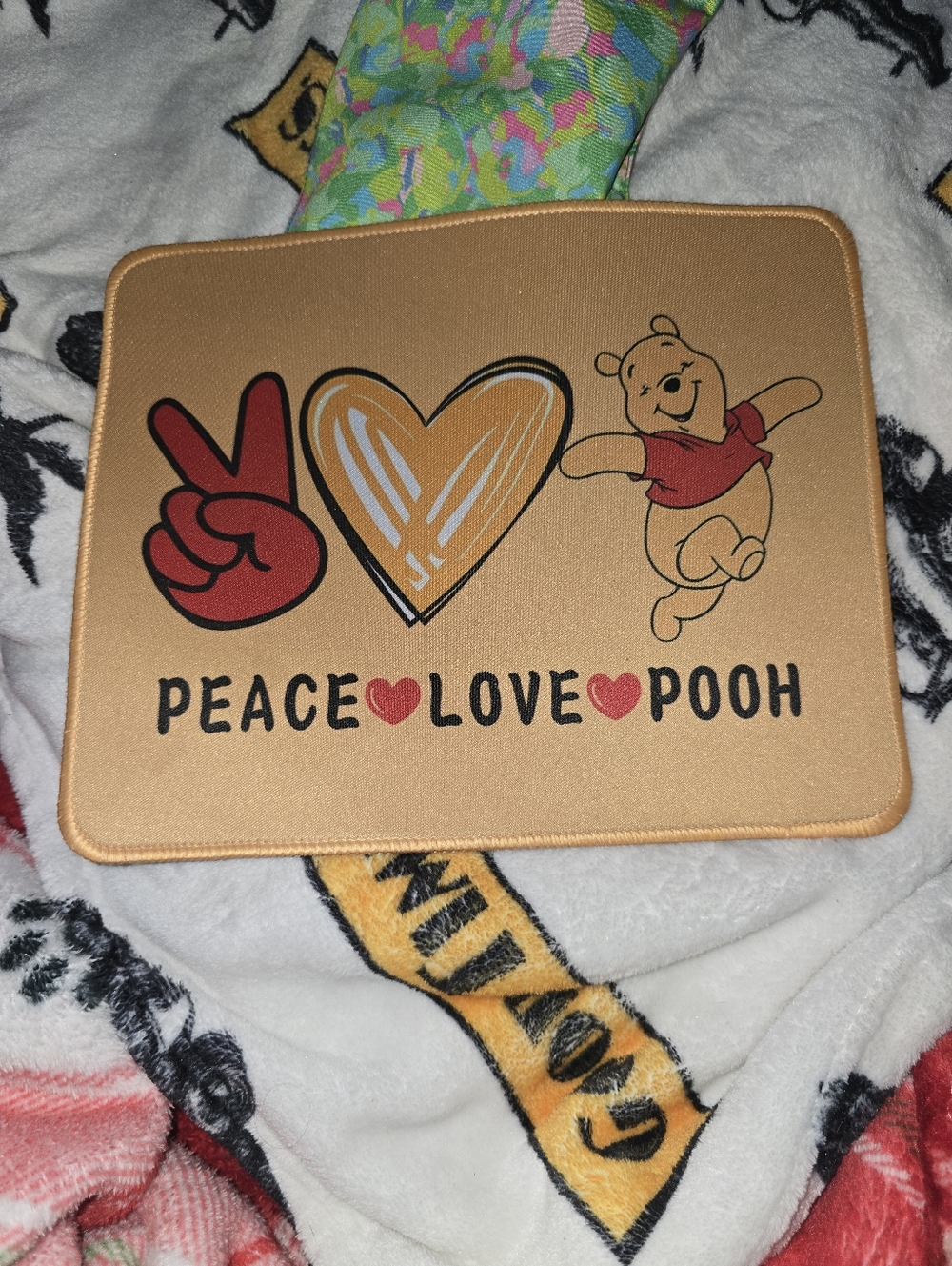 Peace Love Pooh Winnie the Pooh mouse Computer Mat / Dab Mat